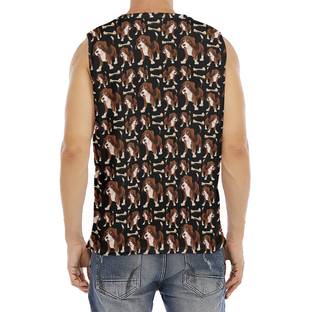 Cute Cartoon Beagle Pattern Print Men's Fitness Tank Top