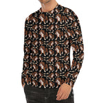 Cute Cartoon Beagle Pattern Print Men's Long Sleeve Rash Guard