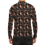 Cute Cartoon Beagle Pattern Print Men's Long Sleeve Rash Guard