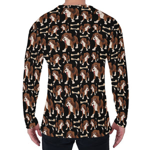 Cute Cartoon Beagle Pattern Print Men's Long Sleeve T-Shirt