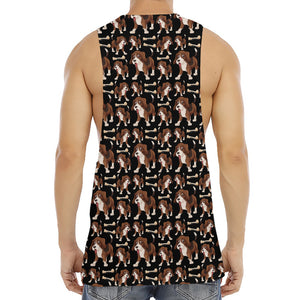 Cute Cartoon Beagle Pattern Print Men's Muscle Tank Top