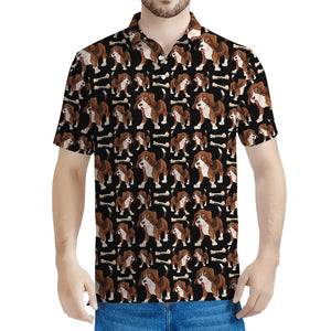 Cute Cartoon Beagle Pattern Print Men's Polo Shirt