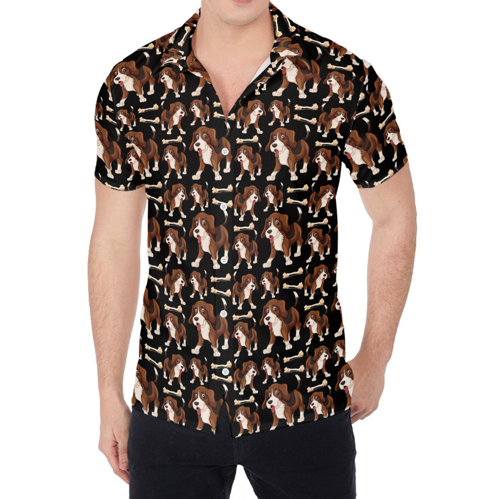 Cute Cartoon Beagle Pattern Print Men's Shirt