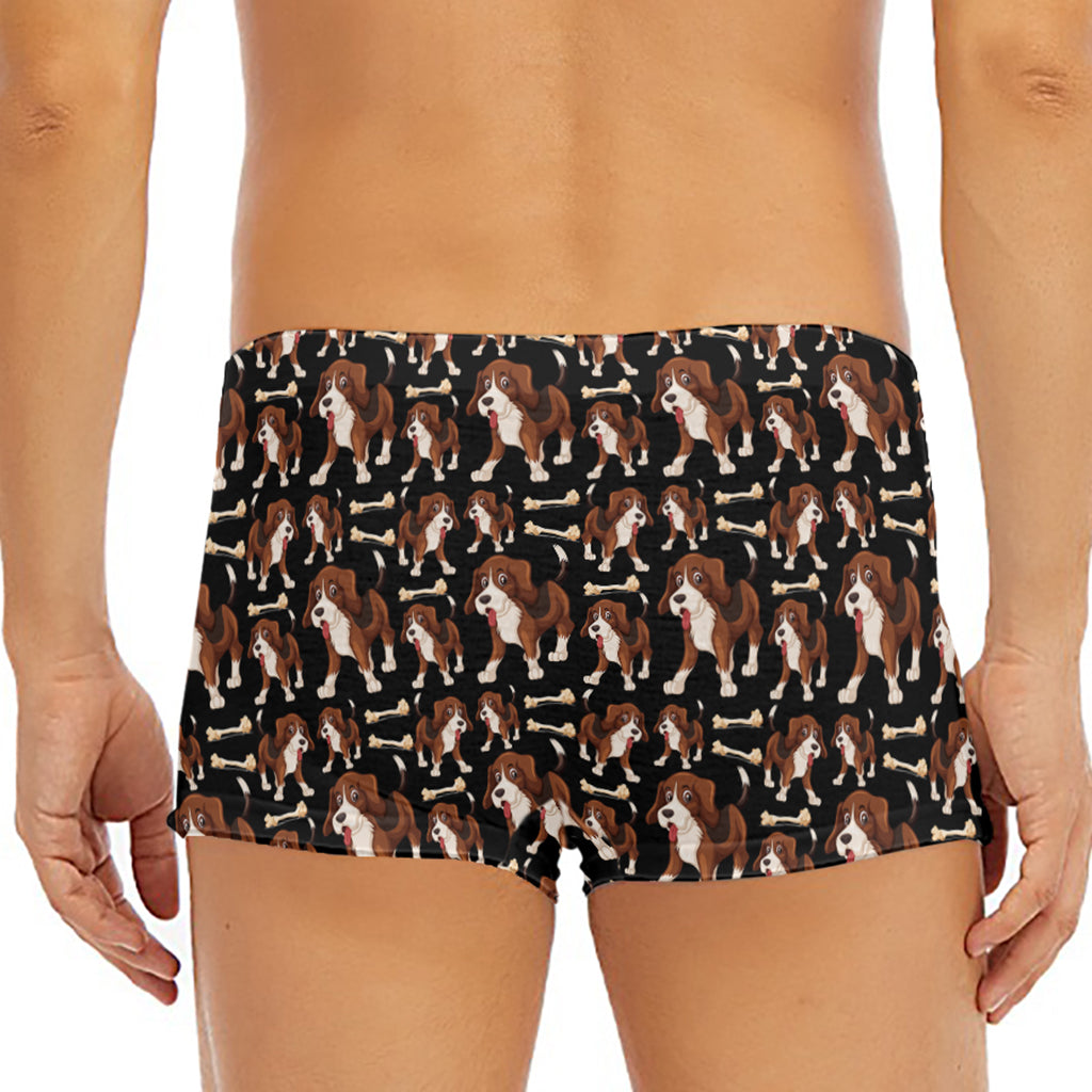 Cute Cartoon Beagle Pattern Print Men's Short Boxer Briefs
