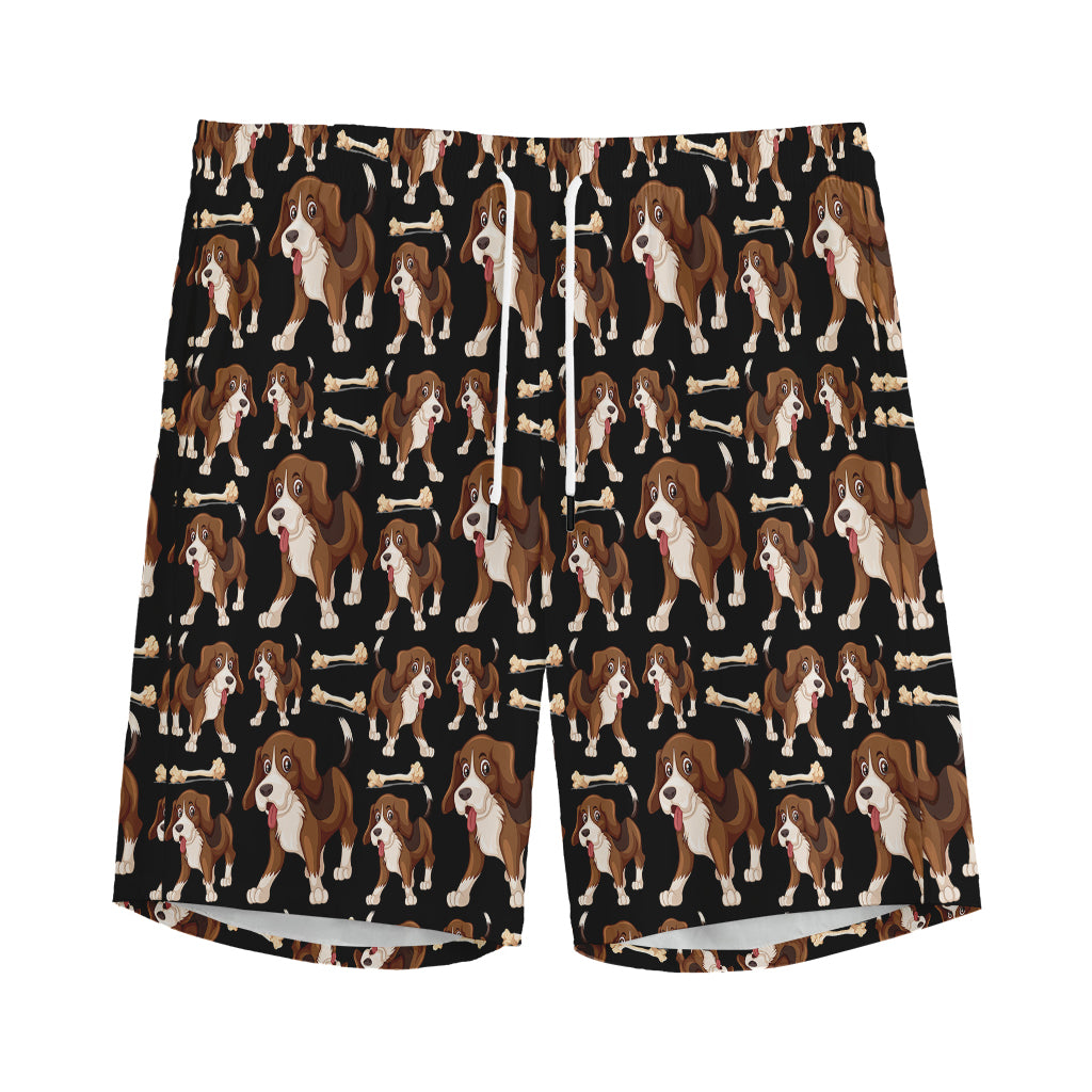 Cute Cartoon Beagle Pattern Print Men's Sports Shorts