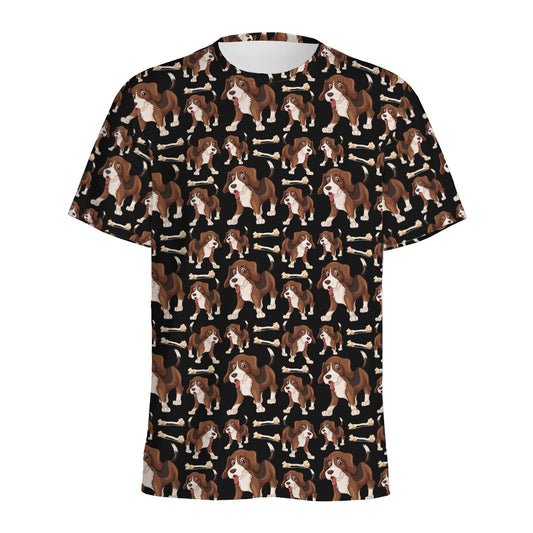 Cute Cartoon Beagle Pattern Print Men's Sports T-Shirt