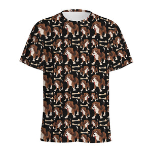 Cute Cartoon Beagle Pattern Print Men's Sports T-Shirt