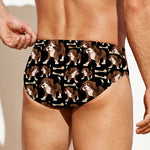 Cute Cartoon Beagle Pattern Print Men's Swim Briefs