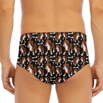 Cute Cartoon Beagle Pattern Print Men's Triangle Swim Briefs