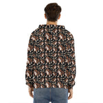 Cute Cartoon Beagle Pattern Print Men's Velvet Pullover Hoodie