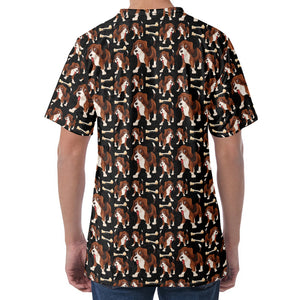 Cute Cartoon Beagle Pattern Print Men's Velvet T-Shirt