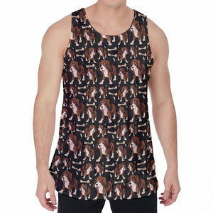 Cute Cartoon Beagle Pattern Print Men's Velvet Tank Top