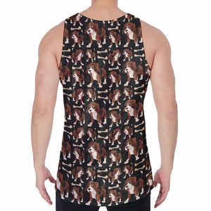 Cute Cartoon Beagle Pattern Print Men's Velvet Tank Top