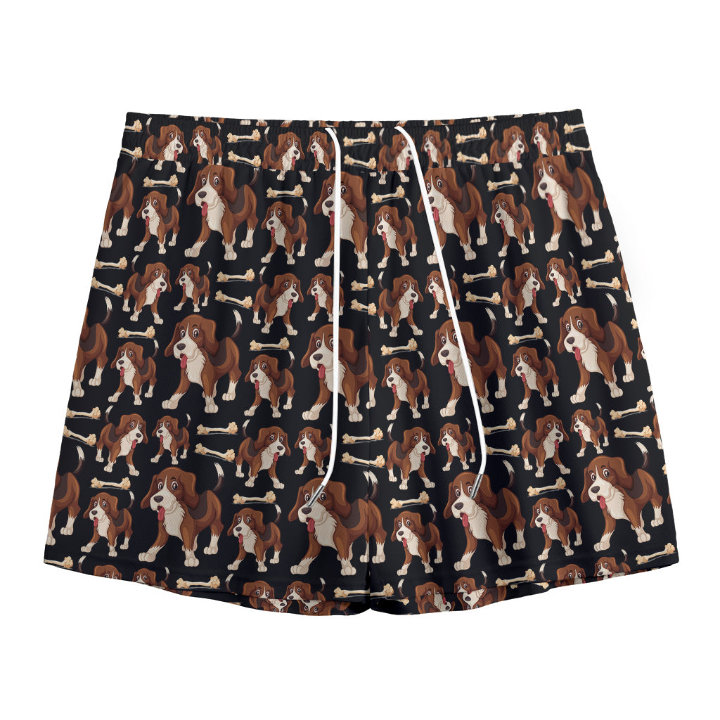 Cute Cartoon Beagle Pattern Print Mesh Shorts