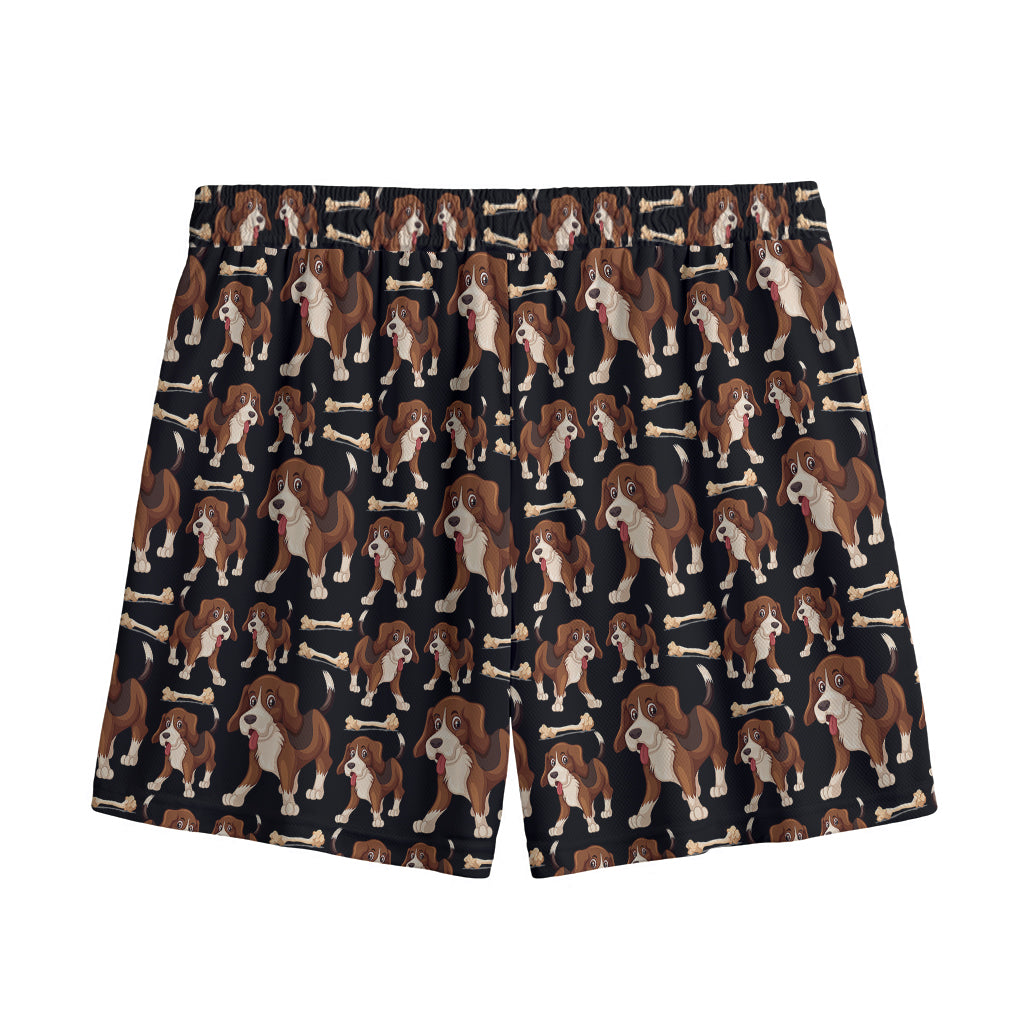 Cute Cartoon Beagle Pattern Print Mesh Shorts