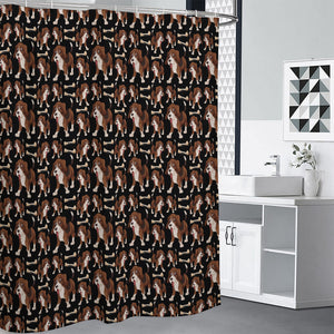 Cute Cartoon Beagle Pattern Print Premium Shower Curtain