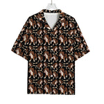 Cute Cartoon Beagle Pattern Print Rayon Hawaiian Shirt