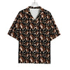 Cute Cartoon Beagle Pattern Print Rayon Hawaiian Shirt