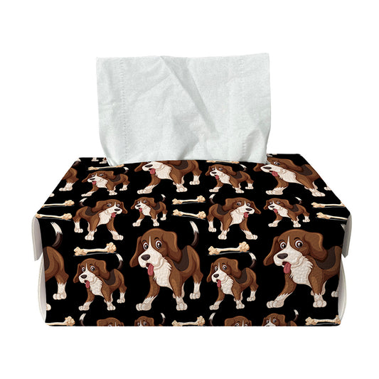 Cute Cartoon Beagle Pattern Print Rectangle Tissue Box Cover
