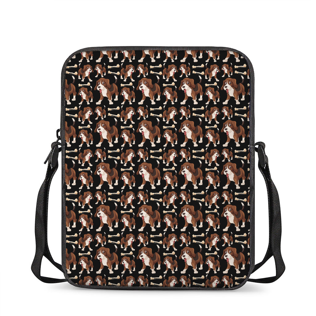 Cute Cartoon Beagle Pattern Print Rectangular Crossbody Bag