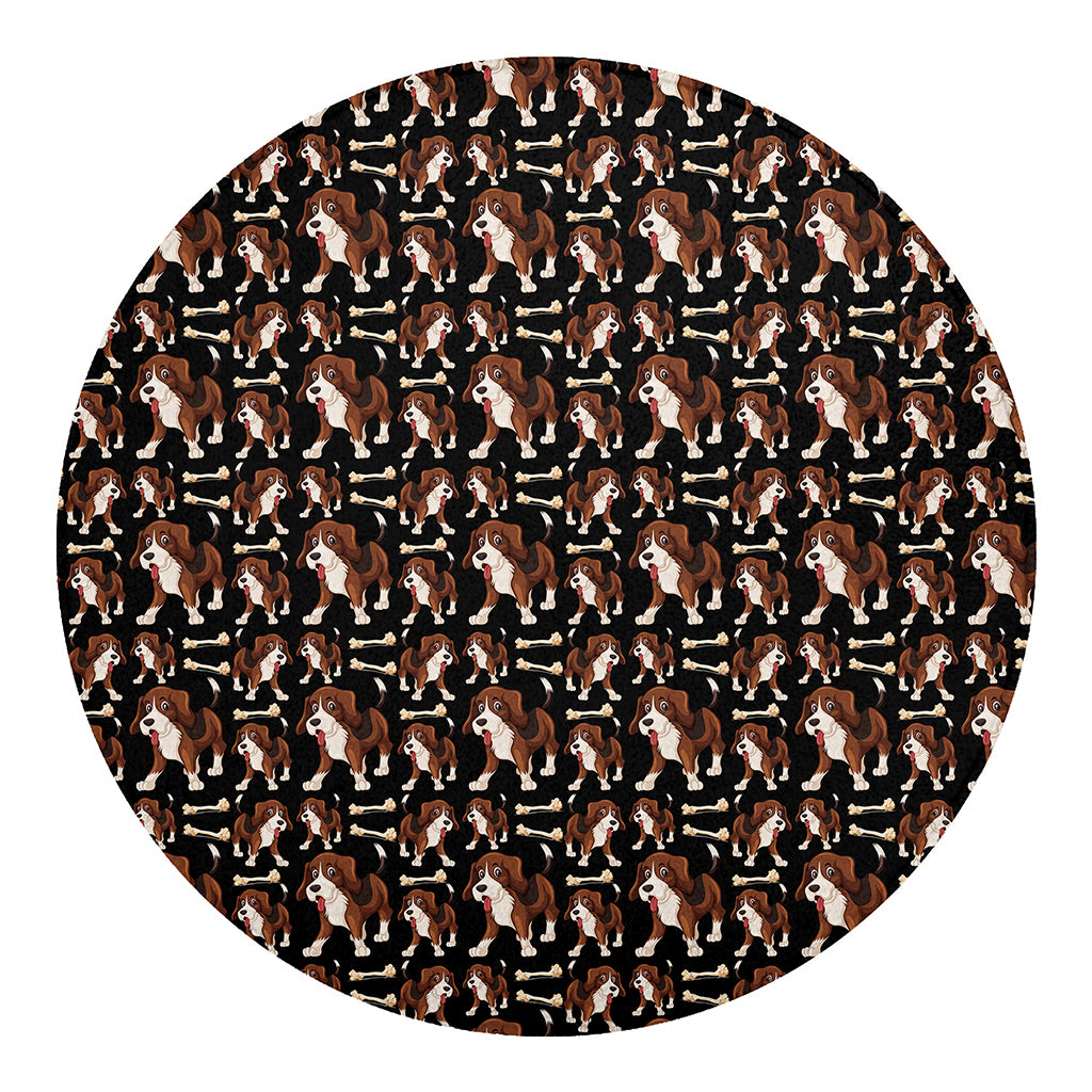 Cute Cartoon Beagle Pattern Print Round Blanket