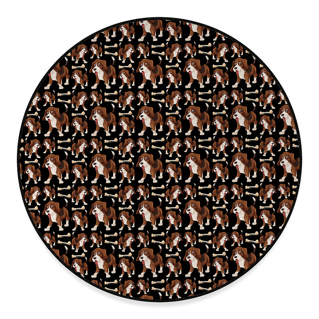 Cute Cartoon Beagle Pattern Print Round Floor Mat