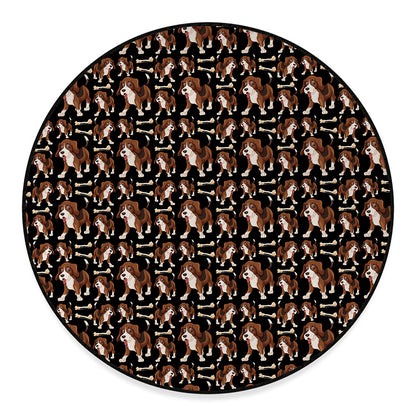 Cute Cartoon Beagle Pattern Print Round Floor Mat