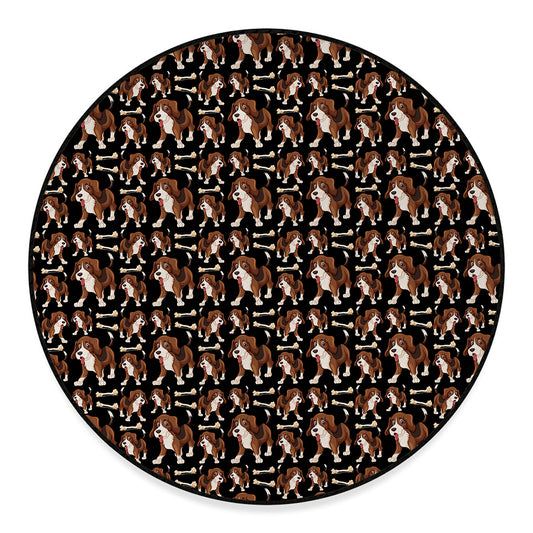 Cute Cartoon Beagle Pattern Print Round Floor Mat