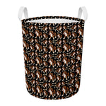 Cute Cartoon Beagle Pattern Print Round Laundry Basket