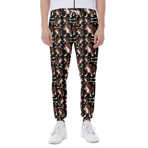 Cute Cartoon Beagle Pattern Print Scuba Joggers