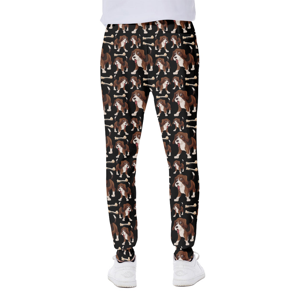 Cute Cartoon Beagle Pattern Print Scuba Joggers