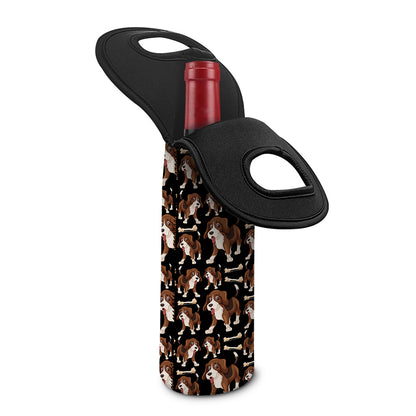Cute Cartoon Beagle Pattern Print Single Neoprene Wine Tote