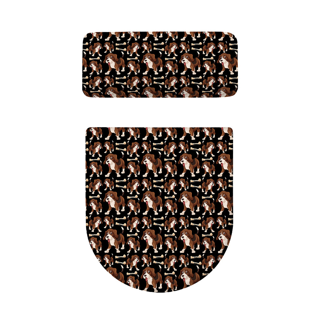 Cute Cartoon Beagle Pattern Print Toilet Lid And Tank Cover Set