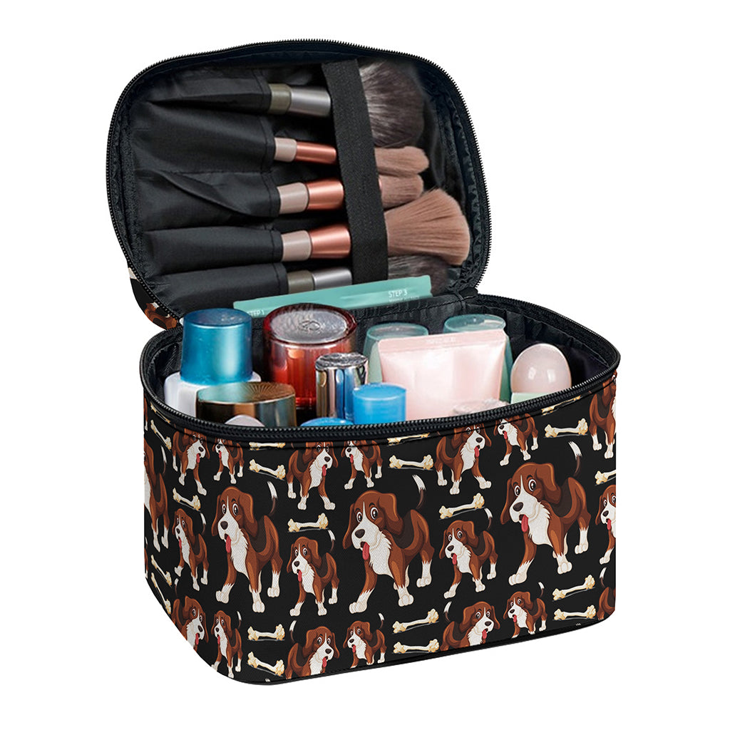 Cute Cartoon Beagle Pattern Print Travel Makeup Bag