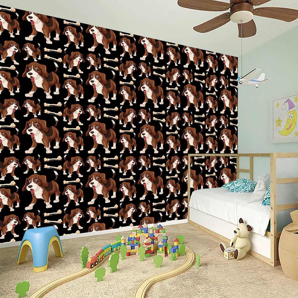 Cute Cartoon Beagle Pattern Print Wall Sticker