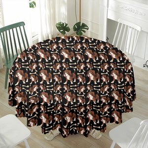 Cute Cartoon Beagle Pattern Print Waterproof Round Tablecloth