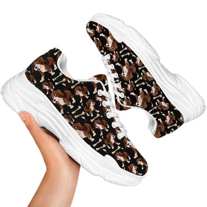 Cute Cartoon Beagle Pattern Print White Chunky Shoes