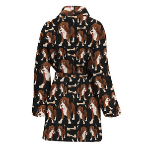 Cute Cartoon Beagle Pattern Print Women's Bathrobe