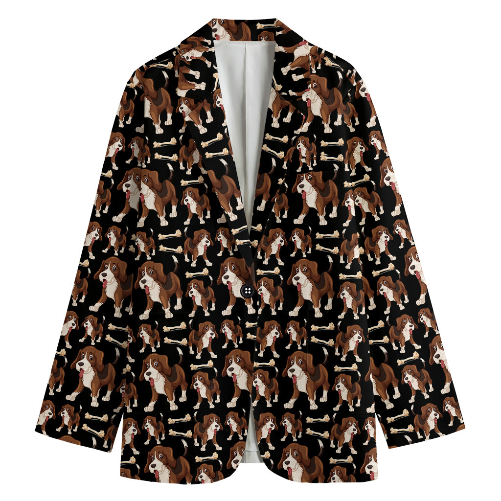 Cute Cartoon Beagle Pattern Print Women's Blazer