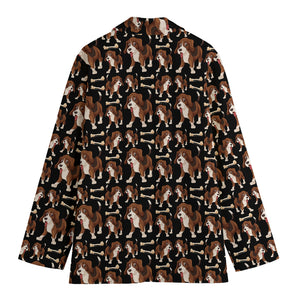 Cute Cartoon Beagle Pattern Print Women's Cotton Blazer