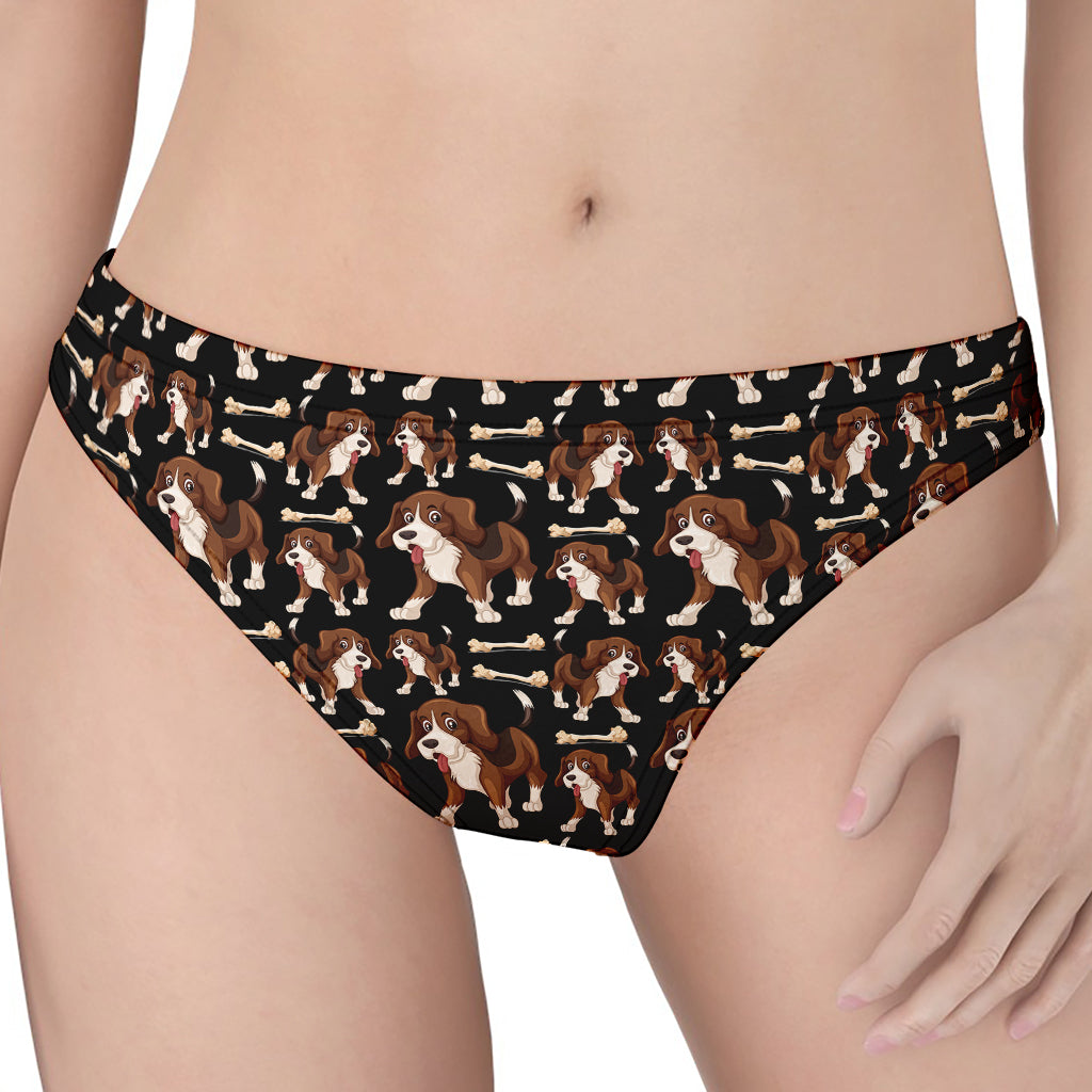 Cute Cartoon Beagle Pattern Print Women's Thong