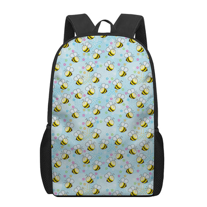 Cute Cartoon Bee Pattern Print 17 Inch Backpack
