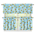 Cute Cartoon Bee Pattern Print 3 Piece Kitchen Curtains