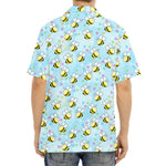 Cute Cartoon Bee Pattern Print Aloha Shirt
