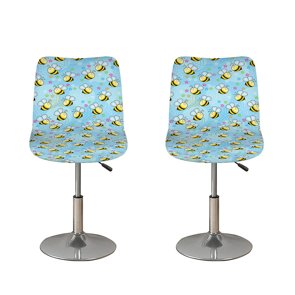 Cute Cartoon Bee Pattern Print Bar Stool Covers