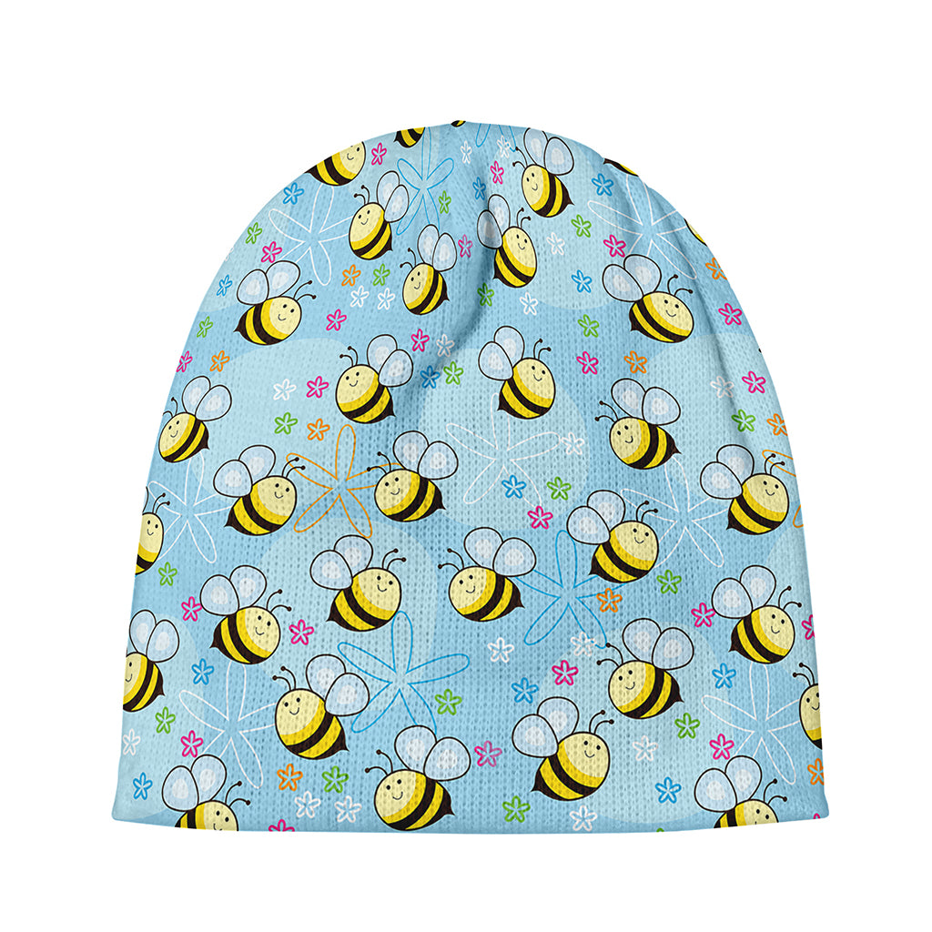 Cute Cartoon Bee Pattern Print Beanie