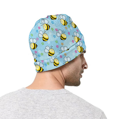 Cute Cartoon Bee Pattern Print Beanie