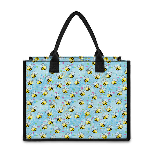 Cute Cartoon Bee Pattern Print Canvas Tote Bag