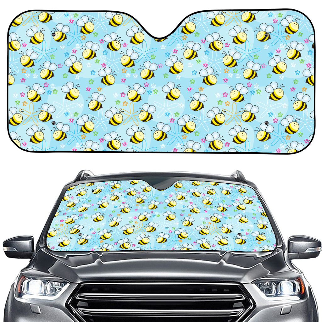 Cute Cartoon Bee Pattern Print Car Windshield Sun Shade