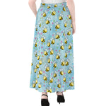 Cute Cartoon Bee Pattern Print Chiffon Maxi Skirt